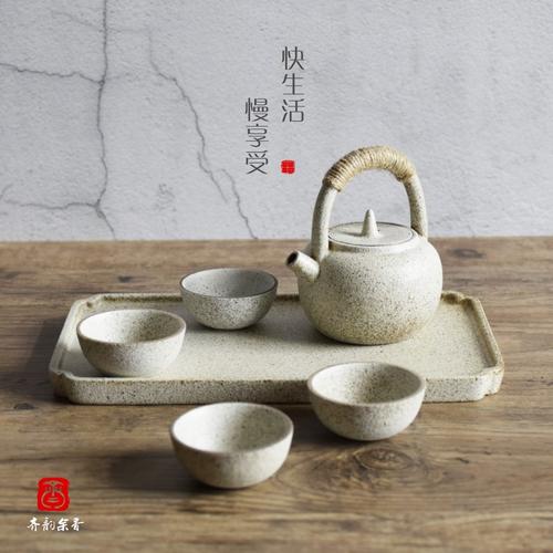 齊韻余香日式黑陶提梁壺粗陶功夫茶具套裝——簡約與復古的茶道新體驗